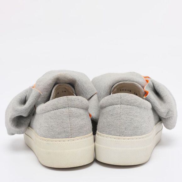 Joshua Sanders Grey Knit Fabric Bow Slip On Sneakers Size 38 - Picture 5 of 7